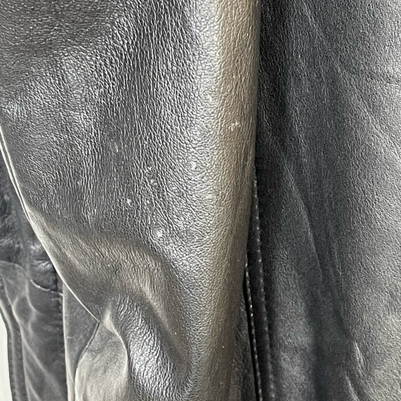 Vintage 90s Y2K Long Black Belted Leather Trench Coat With Removable Liner L/XL - Picture 13 of 15